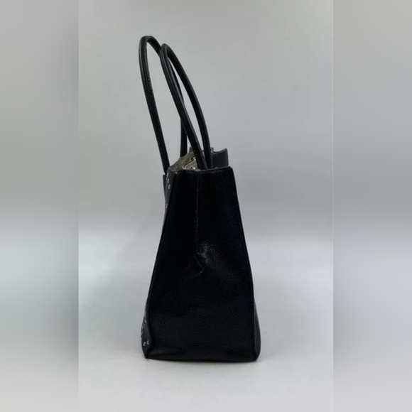 Michael Kors MK Dark Brown Black Grommet Mercer Studded Tote Bag purse Handbag - Picture 4 of 10